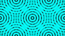 Background Visuals. Seamless Moving Background. Background Video With Circle Pattern With Radio Wave Effect Consisting Of Black And Cyan, Aqua Or Blue Solid Colors