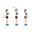 Woman doing shoulder pole or broomstick stretch exercise. Flat vector illustration isolated on white background