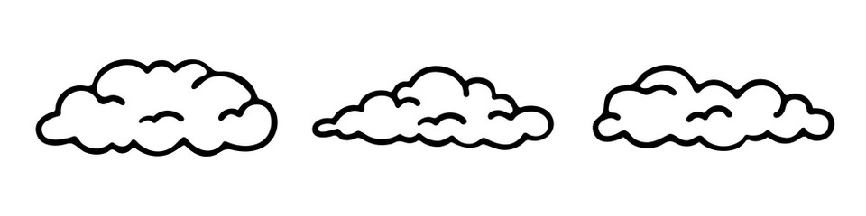 hand drawn doodle clouds set. isolated vector illustration