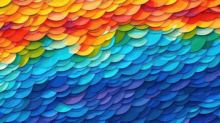  a multicolored background with a wavy pattern in the middle of the image, with a red, yellow, blue, green, orange, and red design in the middle.  generative ai