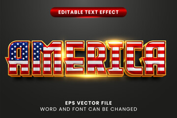 America Flag Pattern Editable Vector Text Effect