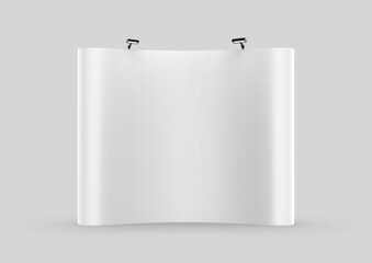 Wall Mural - Exhibition Tension Fabric Display Banner Stand Backdrop for trade show advertising stand with LED OR Halogen Light. 3d render illustration.	
