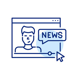 Wall Mural - watching news video channel online. young reporter in browser. pixel perfect, editable stroke simple