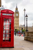 Fototapeta  - Big Ben and red telephone box in London