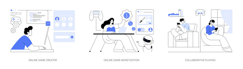 Wall Mural - game platform abstract concept vector illustrations.