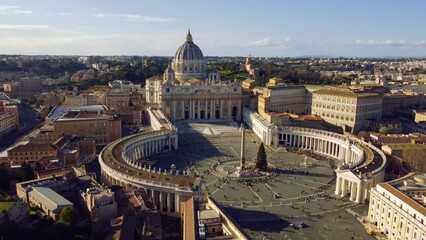 Poster - Aerial footage of Vatican Square and surrounding buildings under blue sky