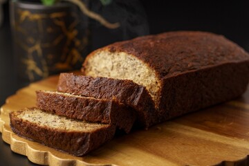 Sticker - Sliced of loaf bread on a wooden plate