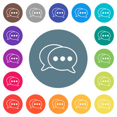 Sticker - Two oval active chat bubbles outline flat white icons on round color backgrounds