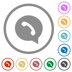 Wall Mural - phone in chat bubble solid flat icons with outlines