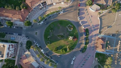 Poster - Aerial view of the Malaga roundabout near the seafront in Spain