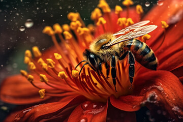 Wall Mural - bee on flower