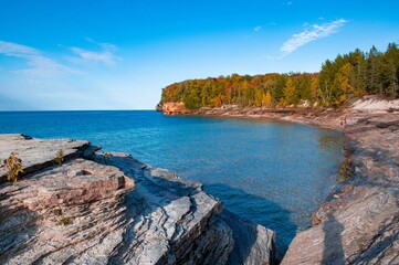 beautiful view of ocean water and rocky beach
