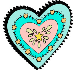 Sticker - 3D Folk style heart