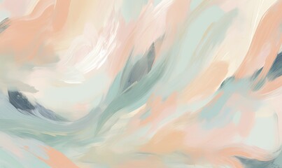 Wall Mural -  a painting of a sky with clouds and a blue sky in the background with a light orange and blue hues on the bottom of the sky.  generative ai