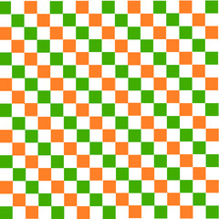 Wall Mural - A chessboard background featuring the vibrant colors of the Indian flag. Alternating squares in saffron, white, and green create a unique and visually appealing design, embodying national pride.