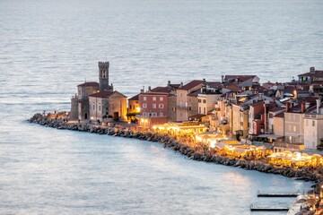 Poster - Coastline of Piran in the evening, Slovenia