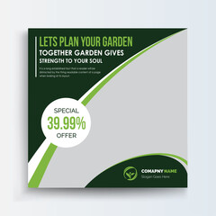 Lawn garden or landscaping social media post and web banner template design, Company social media post web banner template, Promotion Post and Story Social Media Template design, 