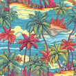 © MDQDigital - Seamless Colorful Hawaii Palms Pattern.Seamless pattern of Hawaii Palms in colorful style. Add color to your digital project with our pattern!