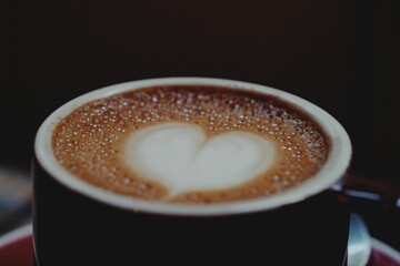 Canvas Print - Cup of coffee latte with heart design