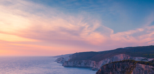 Wall Mural - coastal landscape of cape keri at sunset. greek island zakynthos