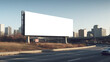 © tilialucida - An empty billboard on the side of a highway. Generative AI. Blank billboard mockup.