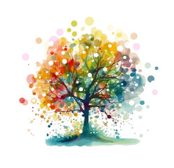 colorful tree abstract watercolor. vector illustration