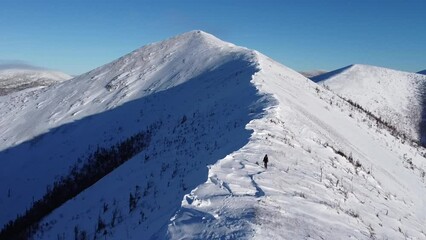 Sticker - Aerial of the snowy Chics-Choc mountains in Quebec, Canada.