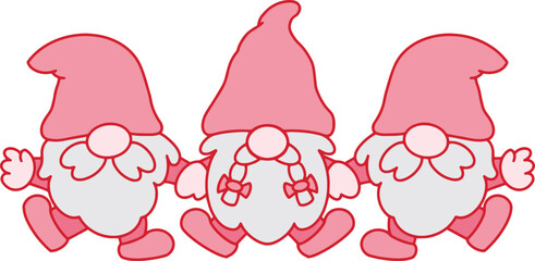 Sticker - Vector of the three pink gnomes isolated on a white background