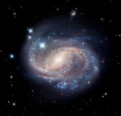 Wall Mural - Beautiful spiral galaxy with bright stars. Space, universe backdrop.