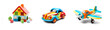 © sizsus - cutout set of 3 colorful classic toddler or baby toys isolated on transparent png background - Generative AI
