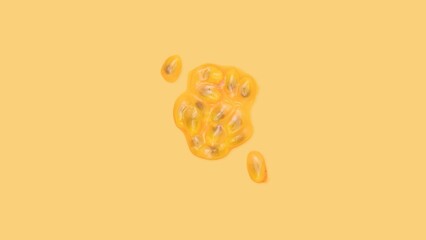 Poster - Top view of passion fruit seeds on a yellow background