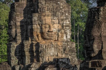 Canvas Print - Beautiful shot of the Bayon Temple at Angkor Wat temple complex in Cambodia