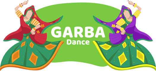 Vector of women celebrating Navratri Dandiya Garba Dance Festival