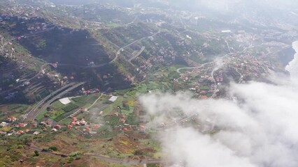 Sticker - Beautiful landscape of mountains on a foggy morning in Madeira Island