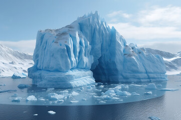 Wall Mural - Huge iceberg floes in the ocean. Antarctic. Generative AI