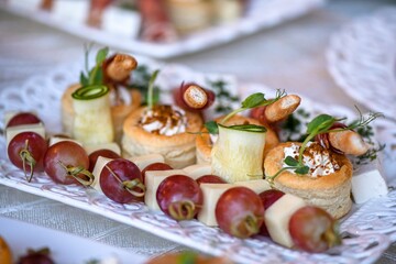 Sticker - Closeup shot of beautifully arranged appetizers for wedding