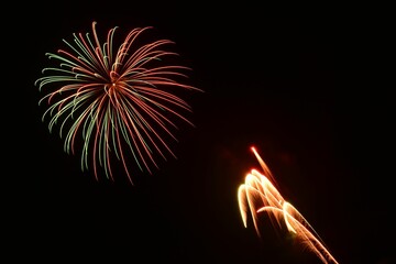 beautiful shot of exploding colorful fireworks in a black night sky