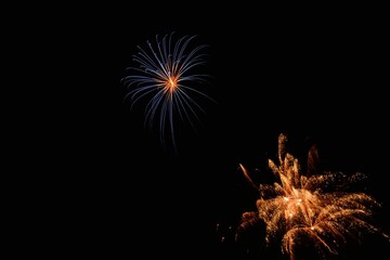 beautiful shot of exploding colorful fireworks in a black night sky