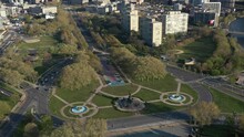 Aerial View Of The Eakins Oval, Ben Franklin Parkway And The Philadelphia Skyline