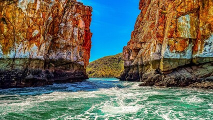 Wall Mural - Scenic view of the Horizontal Falls in the islands of the Kimberley Region of Western Australia