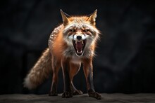A Fox Facing Forward, Ready To Attack, Generative AI, Wild Animal, Aggression, Rabies, Feral