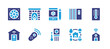 Domotic icon set. Duotone color. Vector illustration. Containing fan, fireplace, smart house, heater, thermometer, control, infrared, domotics, house.