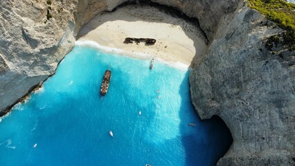 Wall Mural - Aerial view of a beautiful blue lagoon