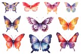 Fototapeta Motyle - watercolor butterflies background
