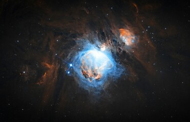 Wall Mural - beautiful illustrative blue asteroid in the universe surrounded by stars