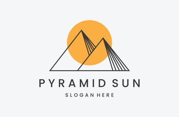 pyramid peak and sun logo design inspiration logo template