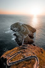 Vertical Aerial View Of The South Stack Lighthouse In Wales, United Kingdom