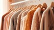 Rack with stylish women's clothes. Generative AI.