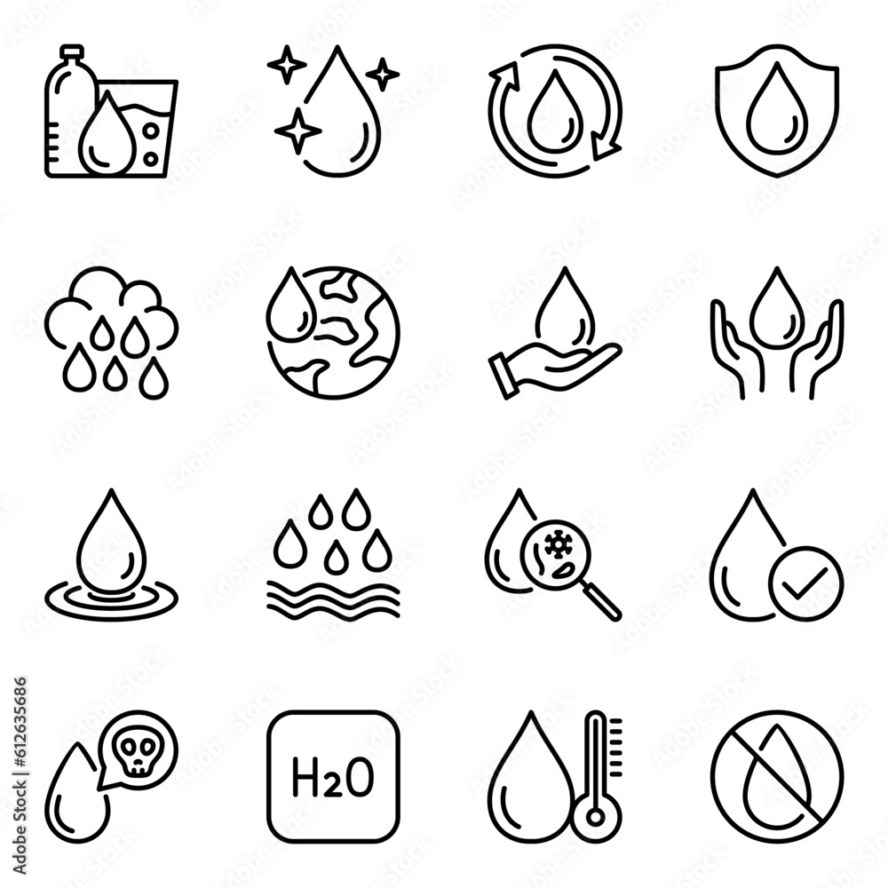 Water Conservation and Quality Line Icons Set. Ecology, Environment ...