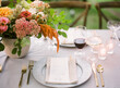 © Lexia Frank/Stocksy - place setting for outdoor dinner wedding reception